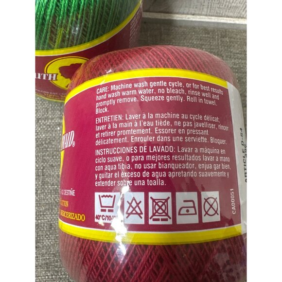 South Maid 100% Mercerized Cotton Crochet Thread Sz 10 Red & Green 350 Yards x2 - Picture 5 of 10